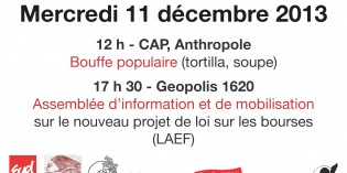 Journée des bourses à l’Unil, mercredi 11 décembre 2013