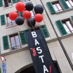 Banderole Basta! devant le DFJC - 1er mai 2014 - Lausanne