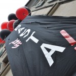 Banderole Basta devant le DFJC - 1er mai 2014 - Lausanne