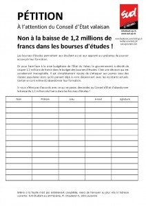 pétition - Bourses d'études